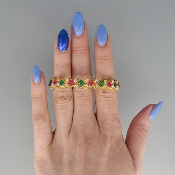 Kids Bright Gold Bracelet Bangle and Gokd Stud Earrings Set - Picture 2 of 9